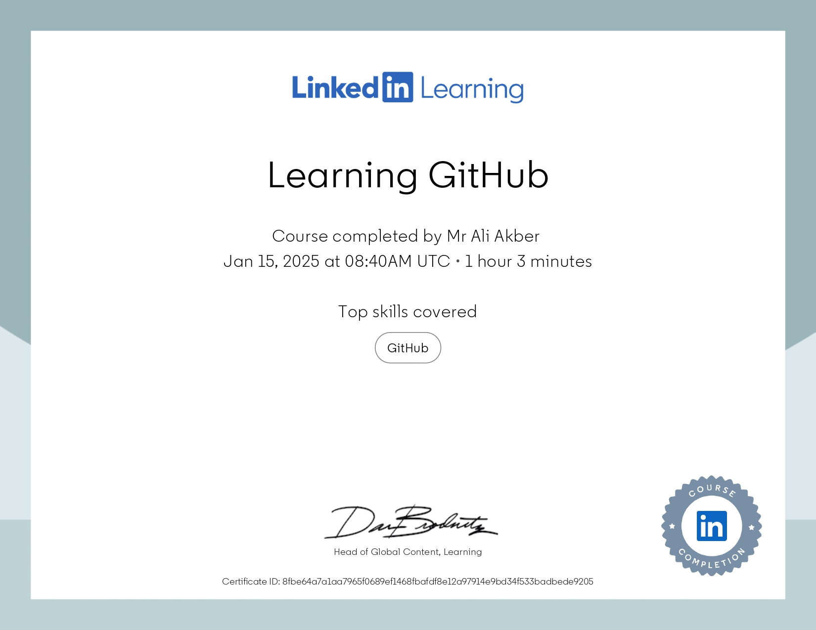 GitHub Certification via LinkedIn