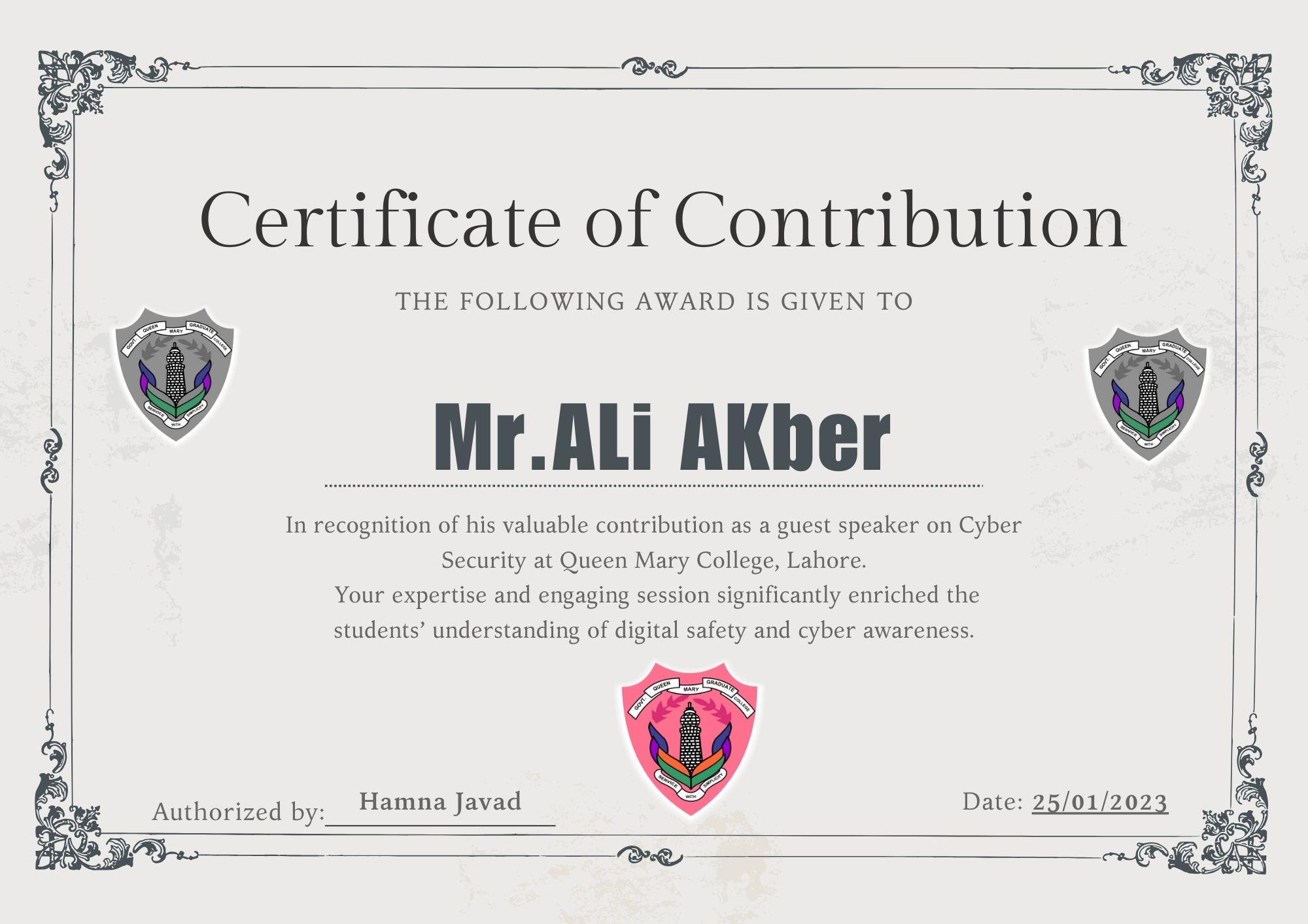 Contribution – Cyber Awareness